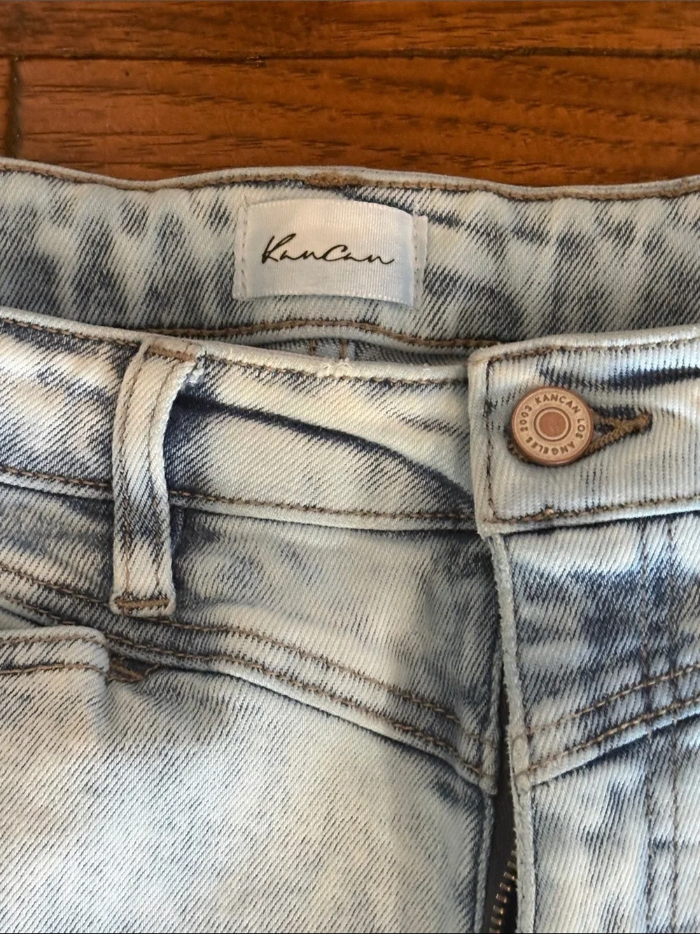 KanCan Light Blue Flare Jeans with Frayed Hem - Picture 2 of 8